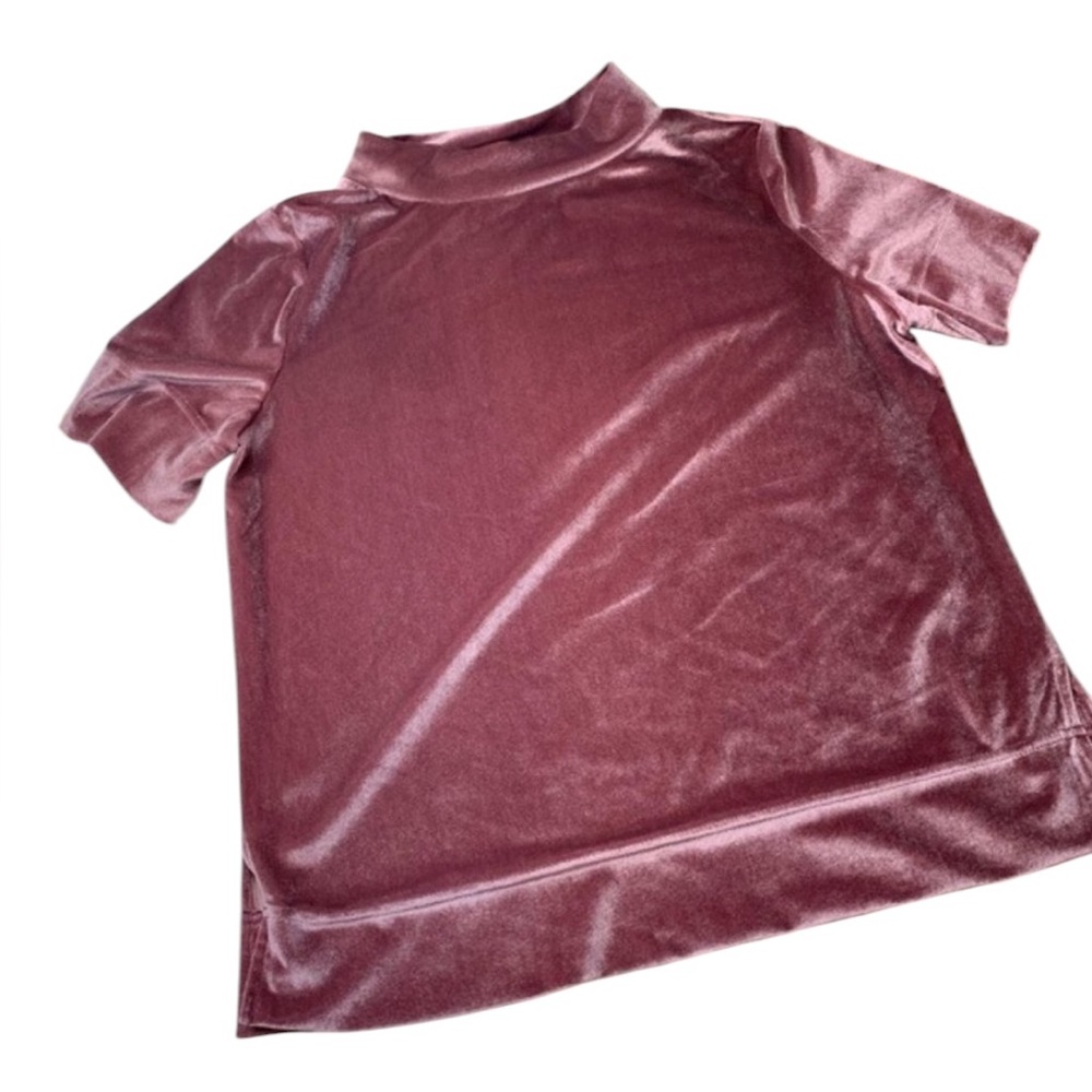 Anthropologie Velvet Mock Neck Top Short Sleeve size Medium